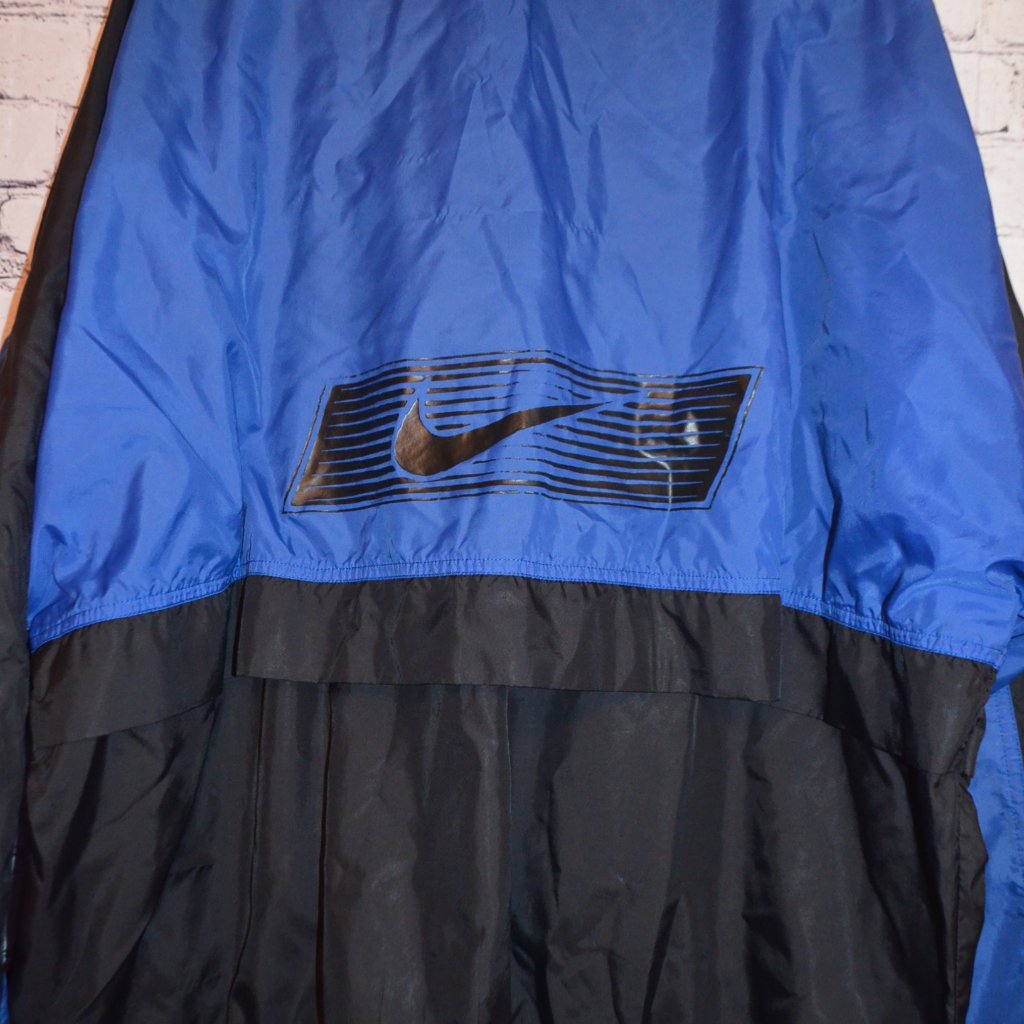 Men's Nike Swoosh Bomber Windbreaker Jacket Blue Black Vintage Xl**Read**